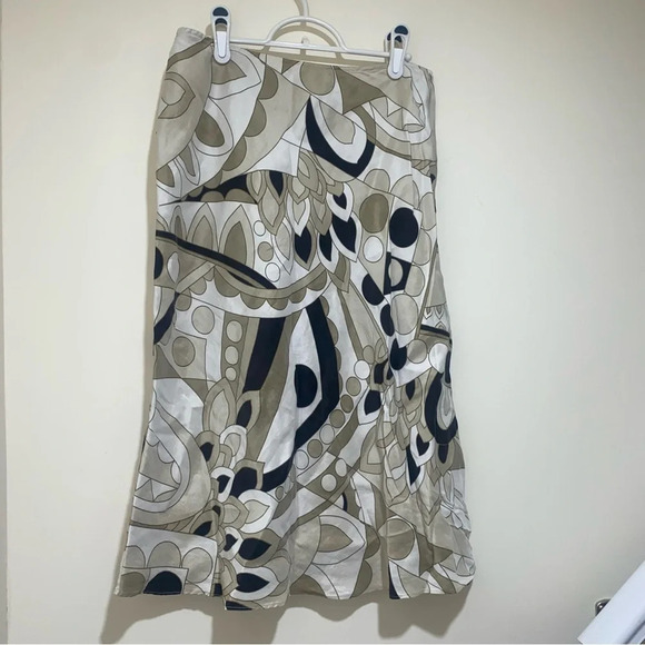 Womens Kate Hill Vintage Y2K Aztec Floral print Silk and Linen Midi Skirt S: 10 - Picture 4 of 14
